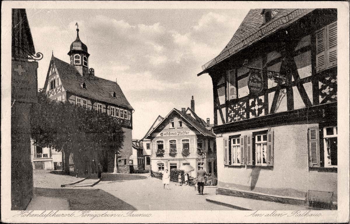 Königstein im Taunus. Alten Rathaus mit Gasthaus Messer, 1930