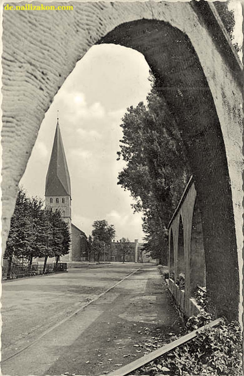 Kamen. Panorama von evangelisches Kirche, 1958