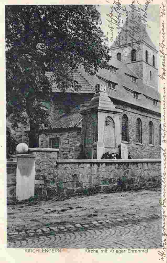 Kirchlengern. Kirche mit Kriegerehrenmal, 1932