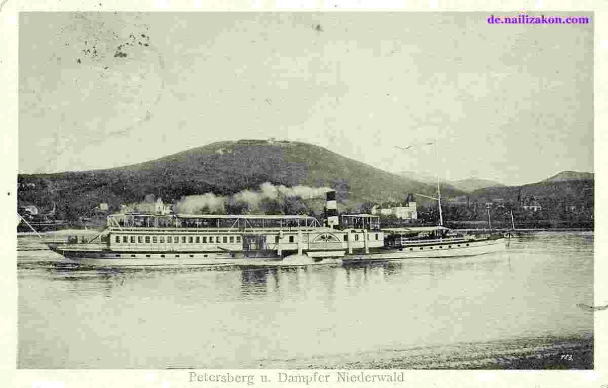 Königswinter. Petersberg und Dampfer Niederwald, 1917
