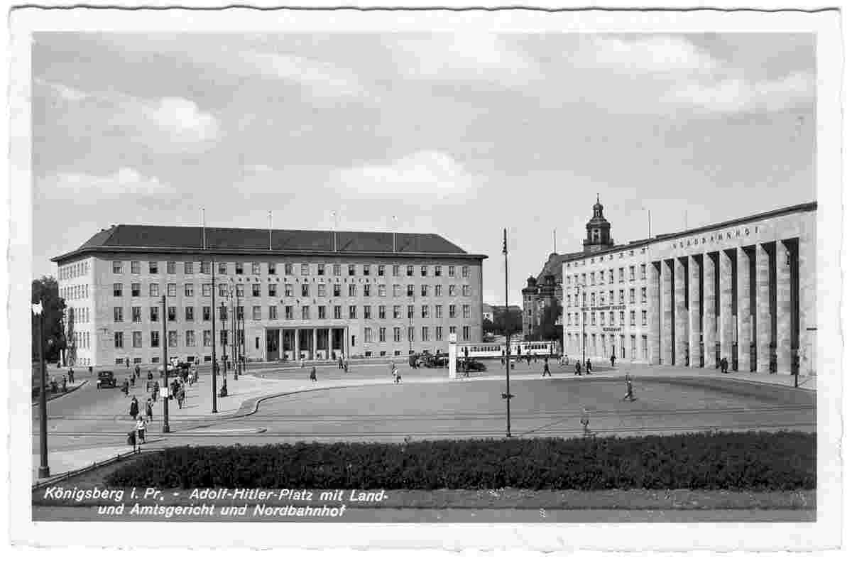 Königsberg. Nordbahnhof und das Gebäude des Landes und das Verwaltungsgericht