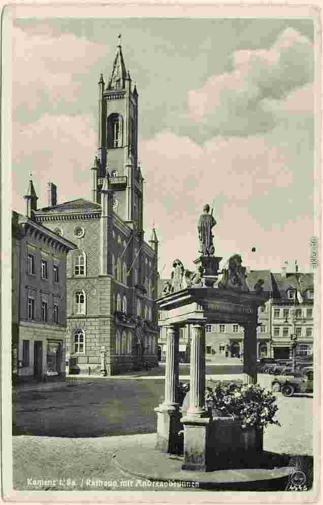 Kamenz. Rathaus mit Andreasbrunnen, 1930