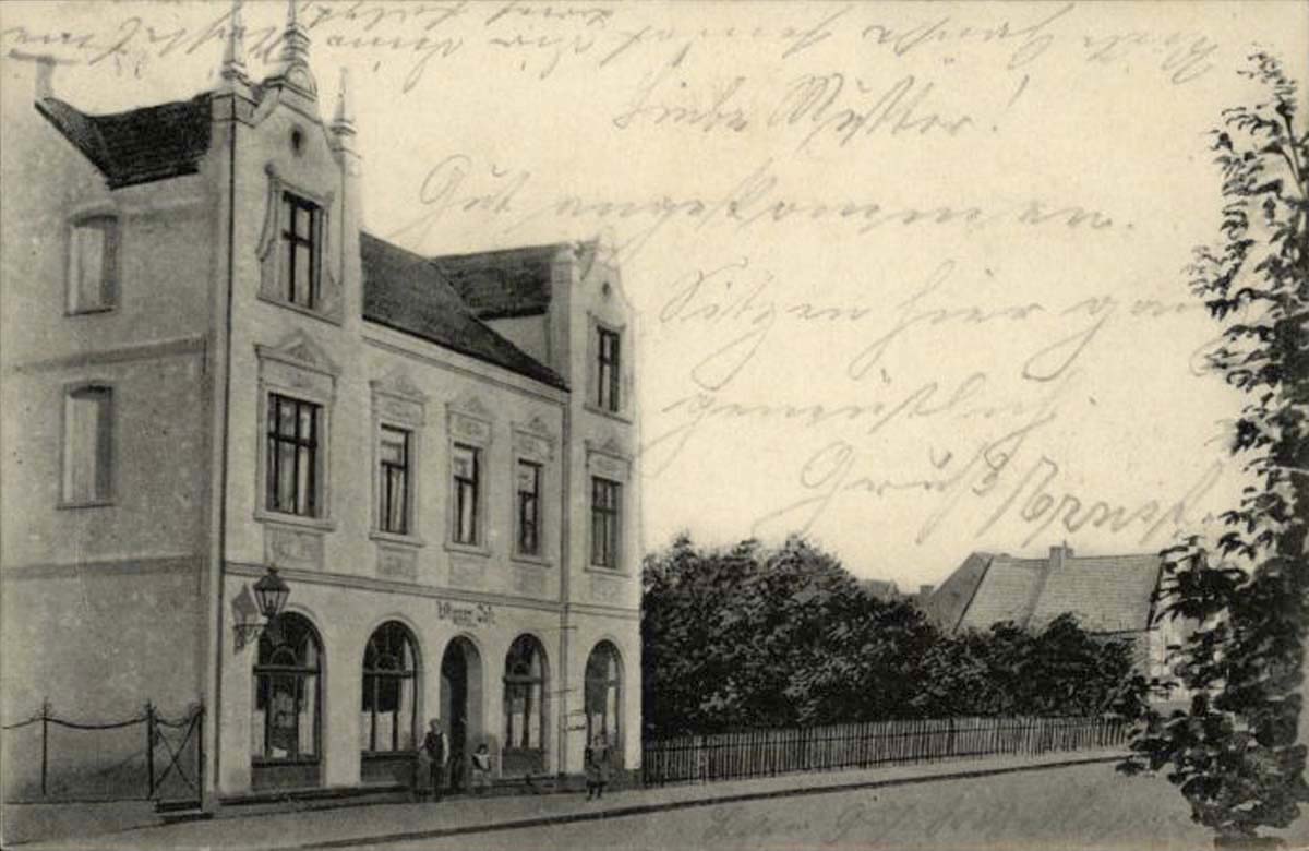 Kalbe (Milde). Blick am Stadtgebäude, 1906