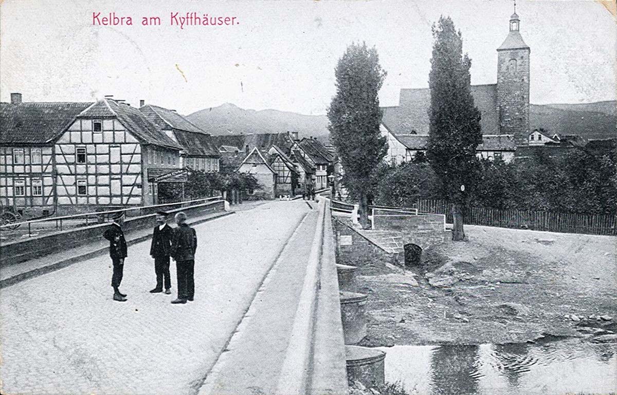 Kelbra (Kyffhäuser). Blick von der Brücke zur Kirche, 1911