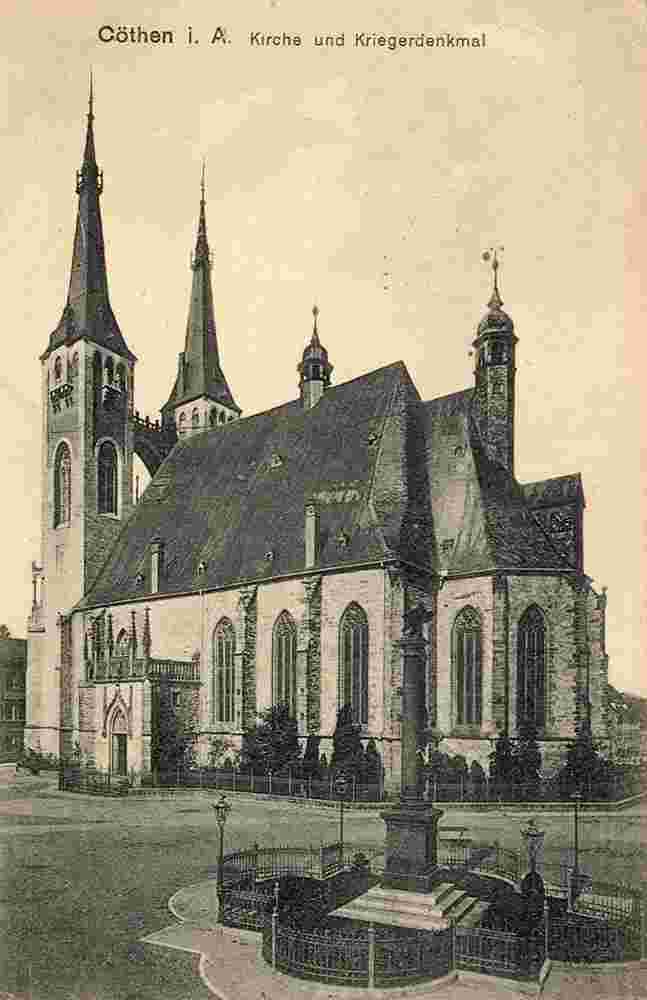 Köthen. Kirche und Kriegerdenkmal, 1918