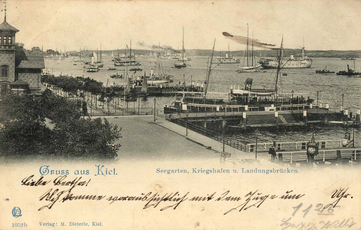 Kiel. Seegarten, Kriegshafen und Landungsbrücken, 1904