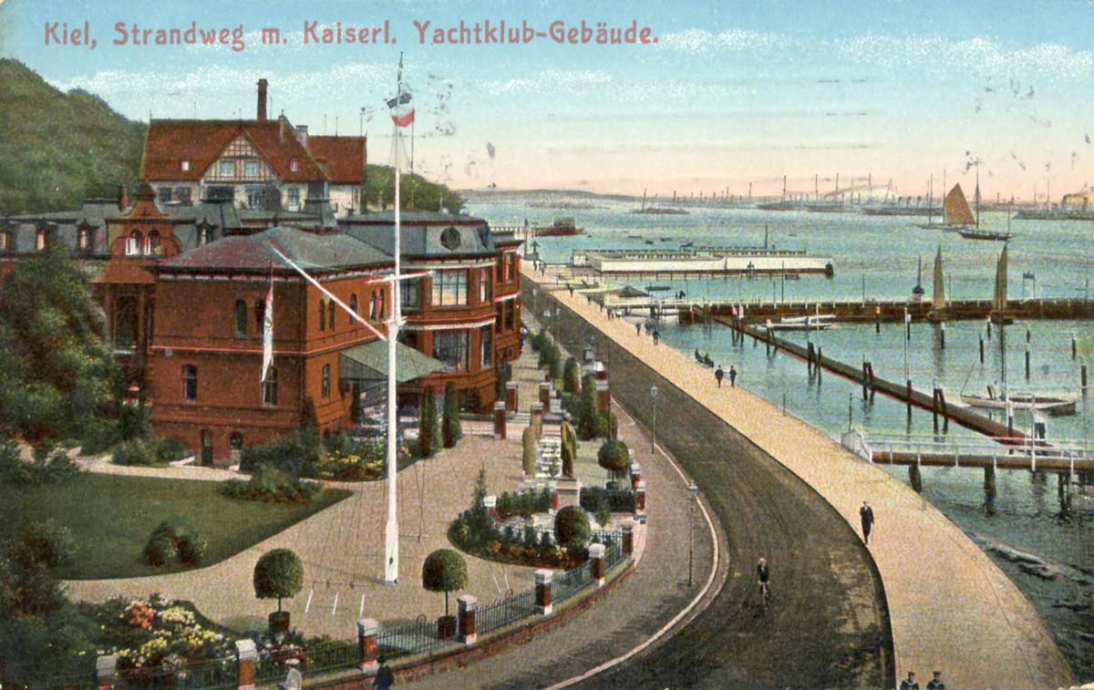 Kiel. Strandweg mit Kaiserlicher Yachtclub Gebäude, 1914