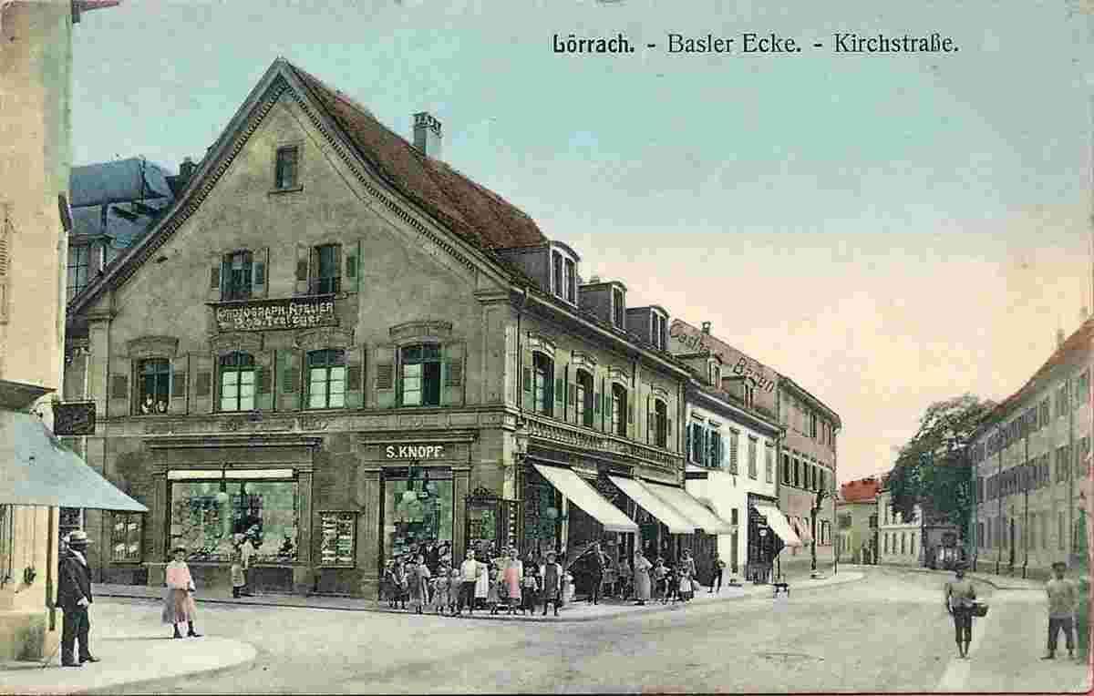 Lörrach. Basler Ecke, Kirchstraße, Warenhaus, 1909