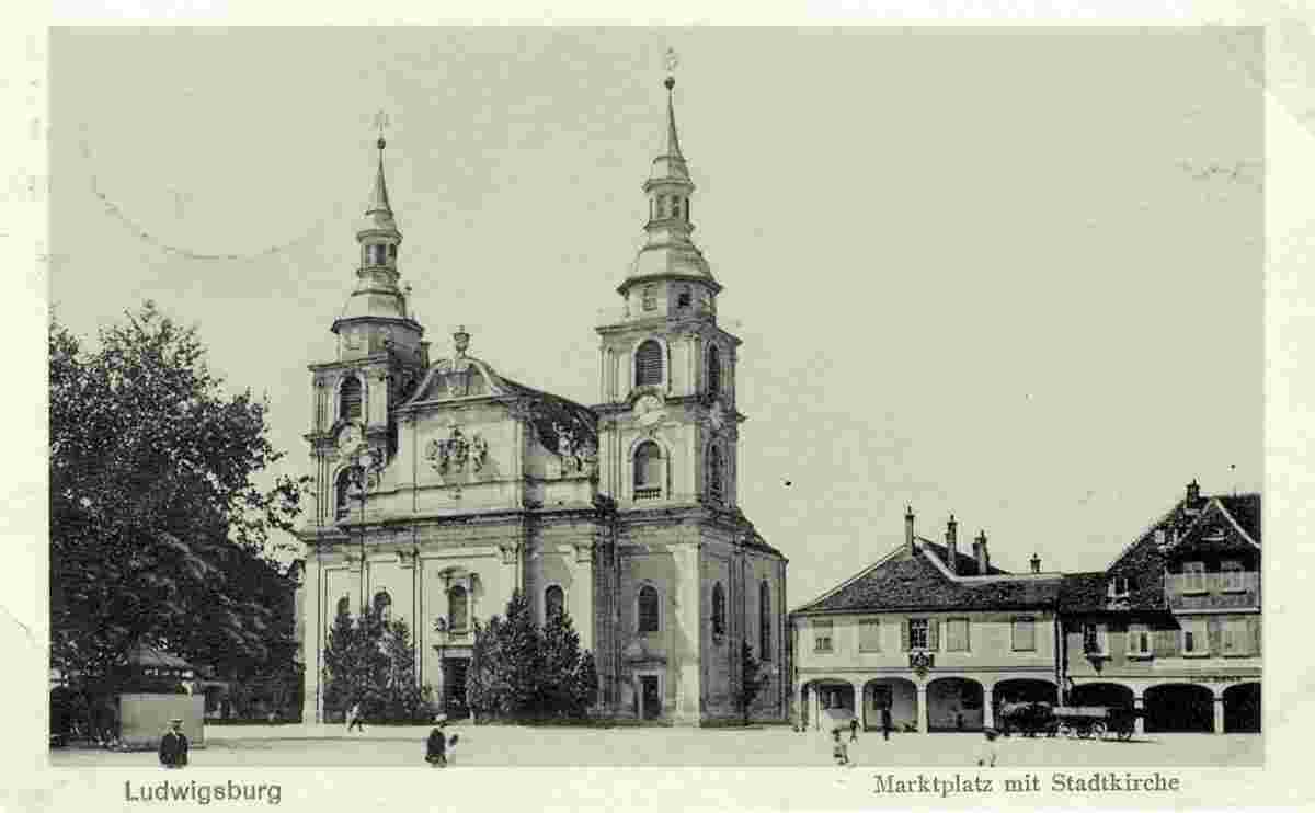 Ludwigsburg. Marktplatz mit Stadtkirche, 1911