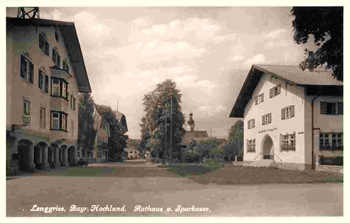 Lenggries. Rathaus und Sparkasse, 1937