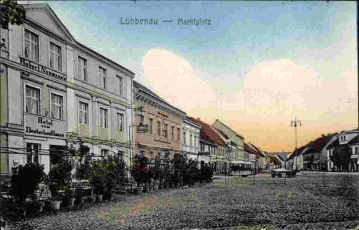 Lübbenau. Marktplatz, Hotel zum Deutschen Haus, Inhaber Robert Neumann, 1920