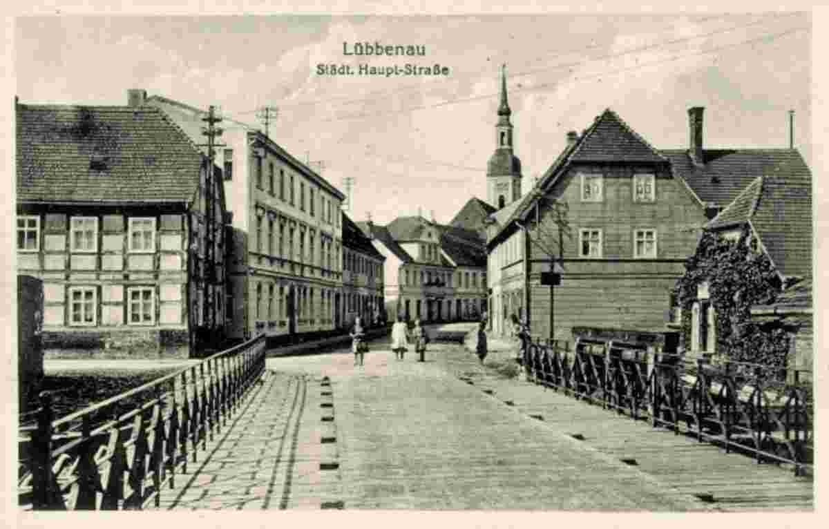 Lübbenau. Städtische Hauptstraße, Brücke, 1922