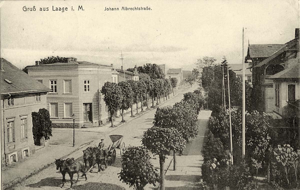 Laage. Johann Albrecht Straße, Pferdewagen, 1918