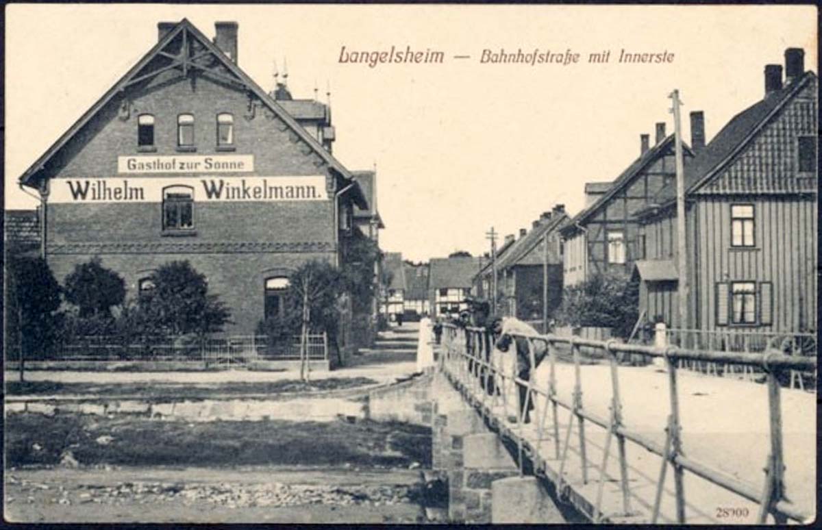 Langelsheim. Bahnhofstraße und Brücke, 1914