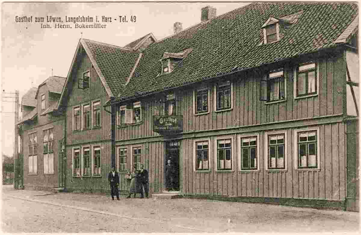 Langelsheim. Gasthof zum Löwen, Inhaber Hermann Bokemüller, 1925