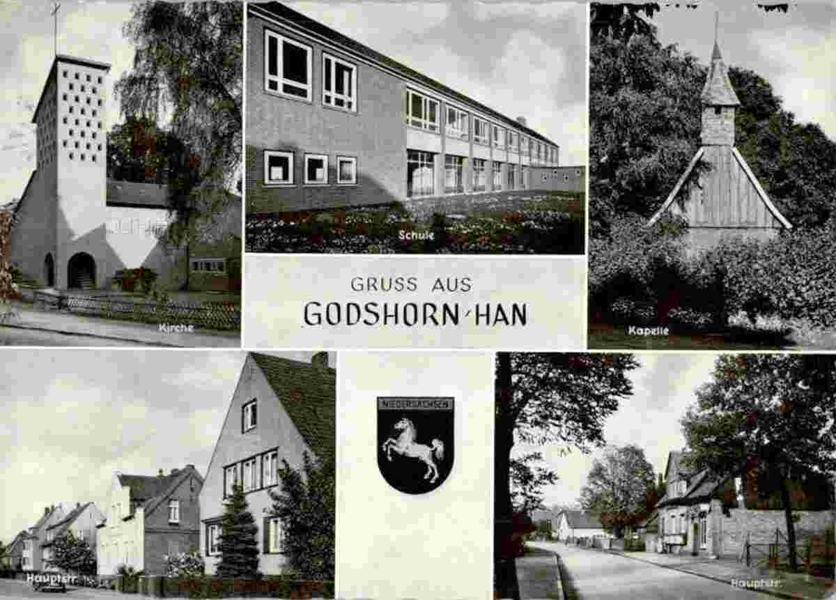 Langenhagen. Godshorn - Kirche, Schule, Kapelle, Hauptstraße