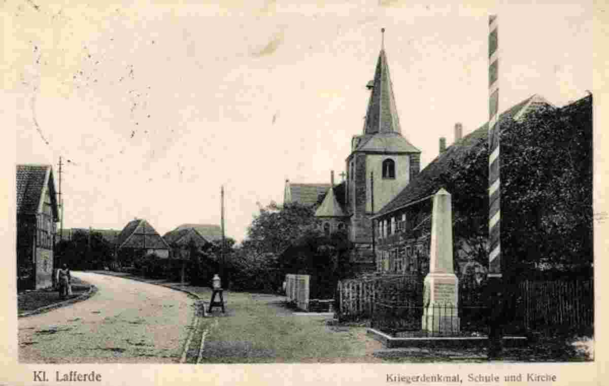 Lengede. Klein Lafferde - Kriegerdenkmal, Schule, Kirche, 1919