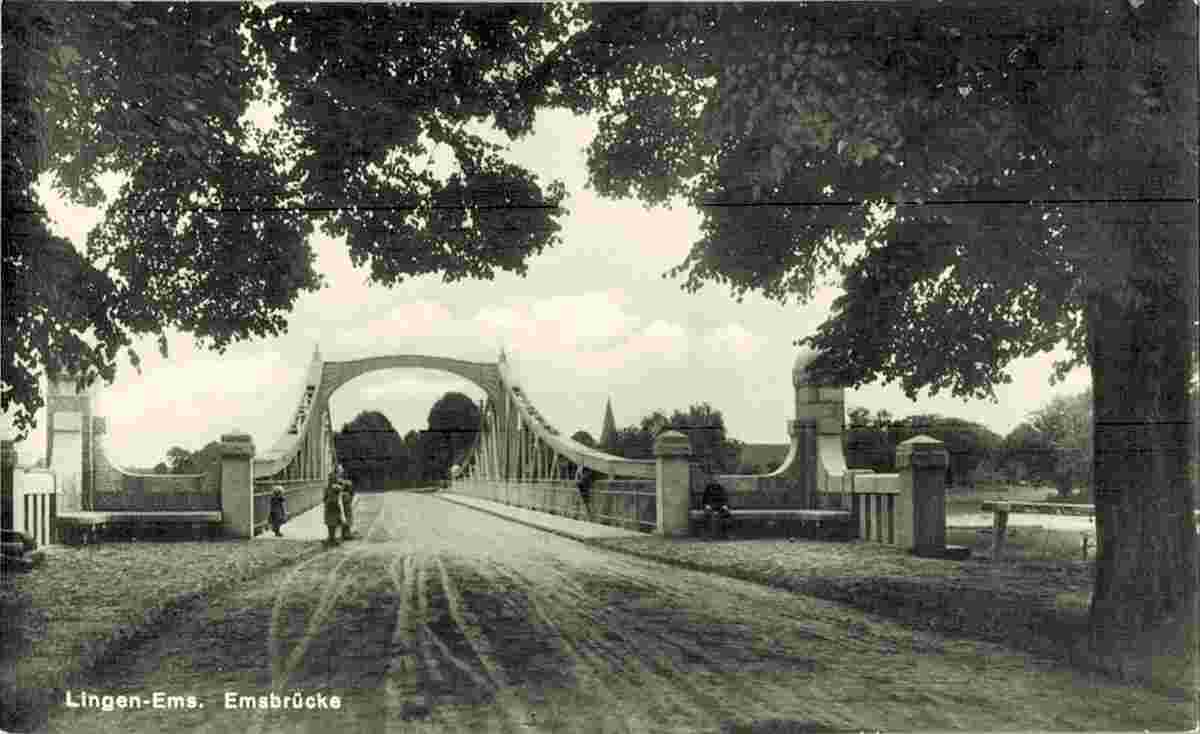 Lingen. Emsbrücke, um 1930