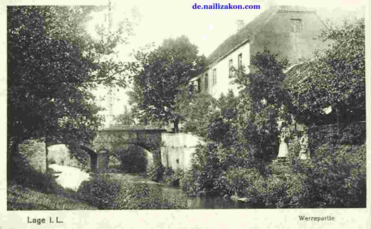Lage. Brücke an Fluss Werre, 1919