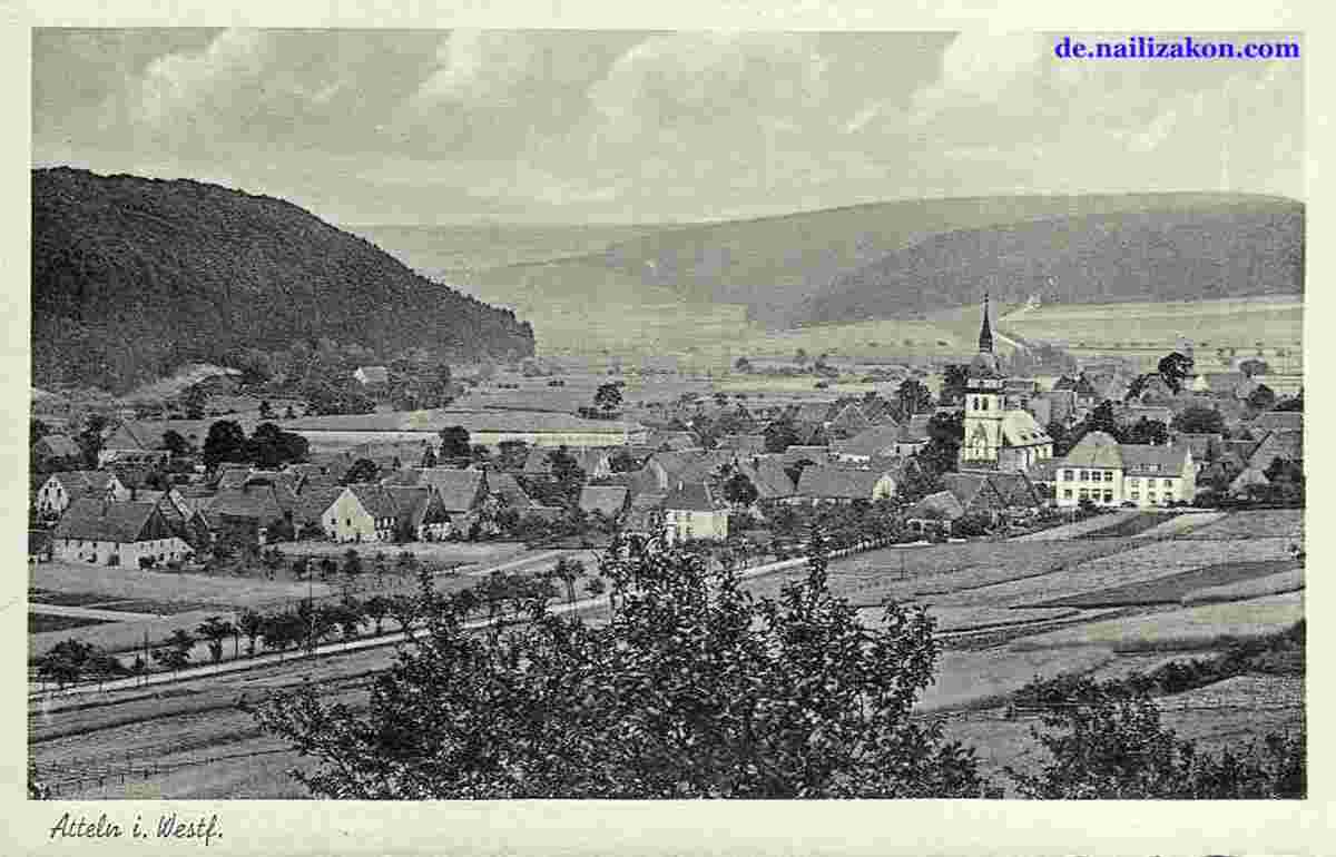 Lichtenau. Panorama von Atteln, 1930
