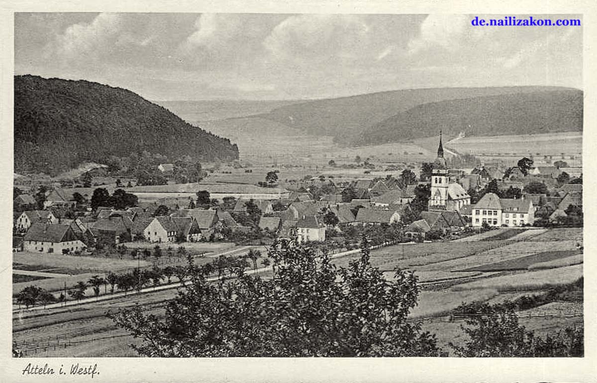 Lichtenau. Panorama von Ortsteil Atteln, 1930