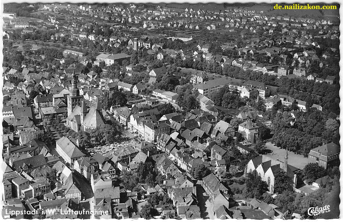 Lippstadt. Luftpanorama von Stadt, 1961