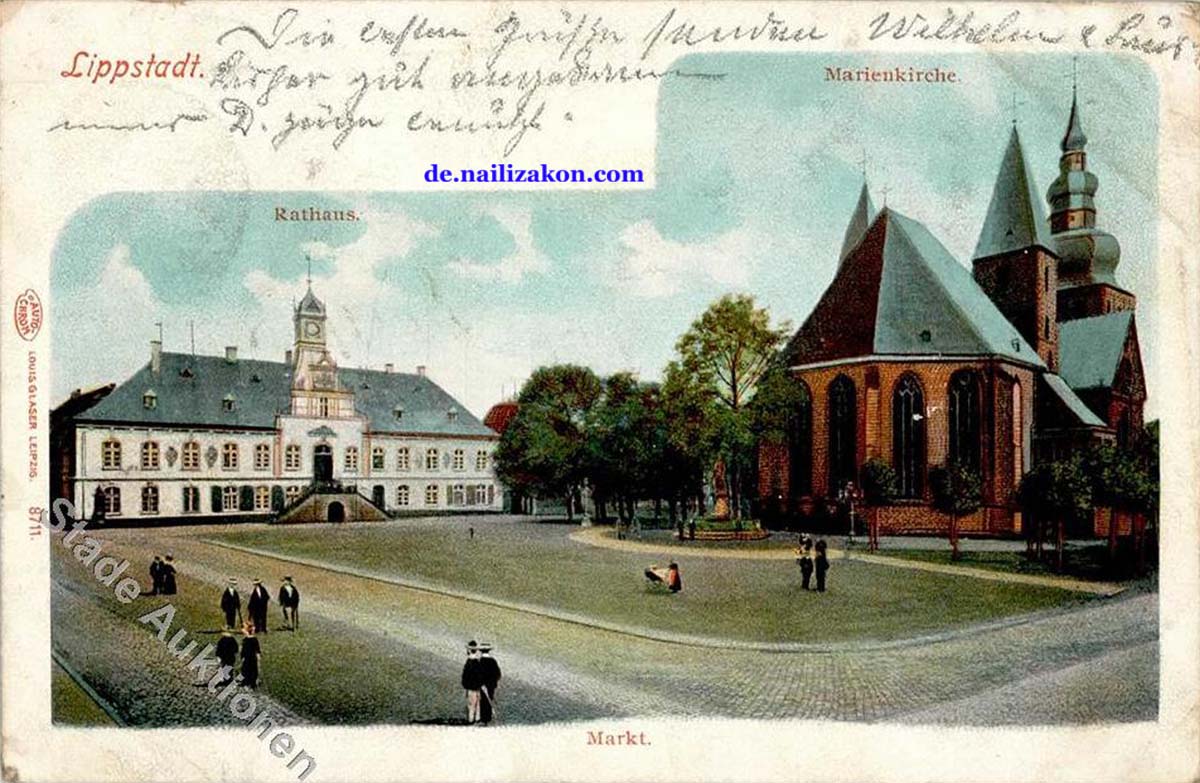 Lippstadt. Rathaus und Marienkirche am Marktplatz