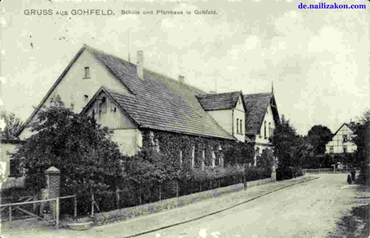 Löhne. Schule und Pfarrhaus, 1909