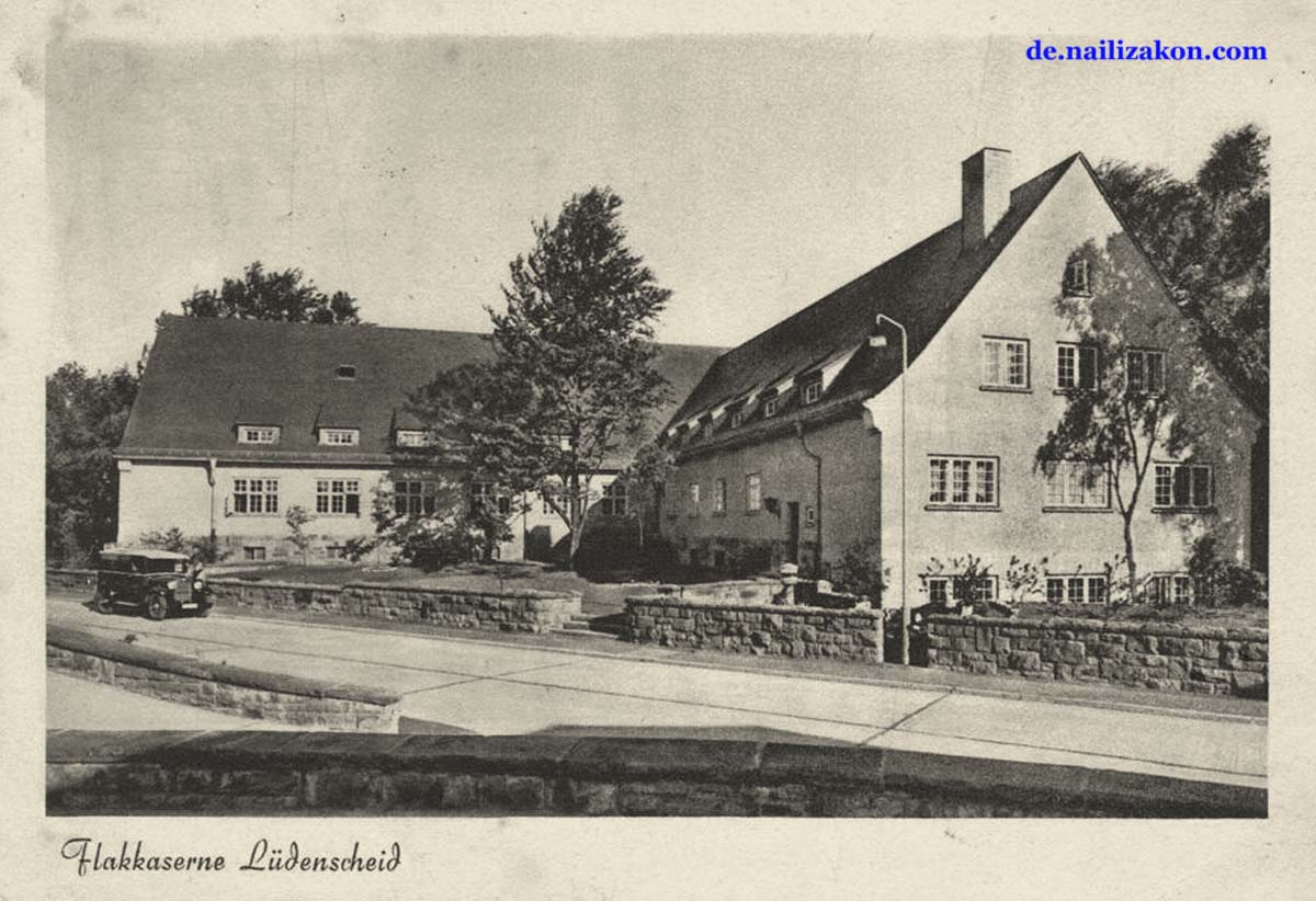 Lüdenscheid. Flakkaserne (belgische Militärpost), um 1951