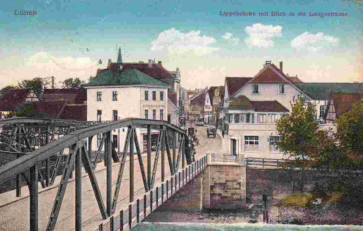 Lünen. Lippebrücke mit Blick in die Lange Straße, 1916