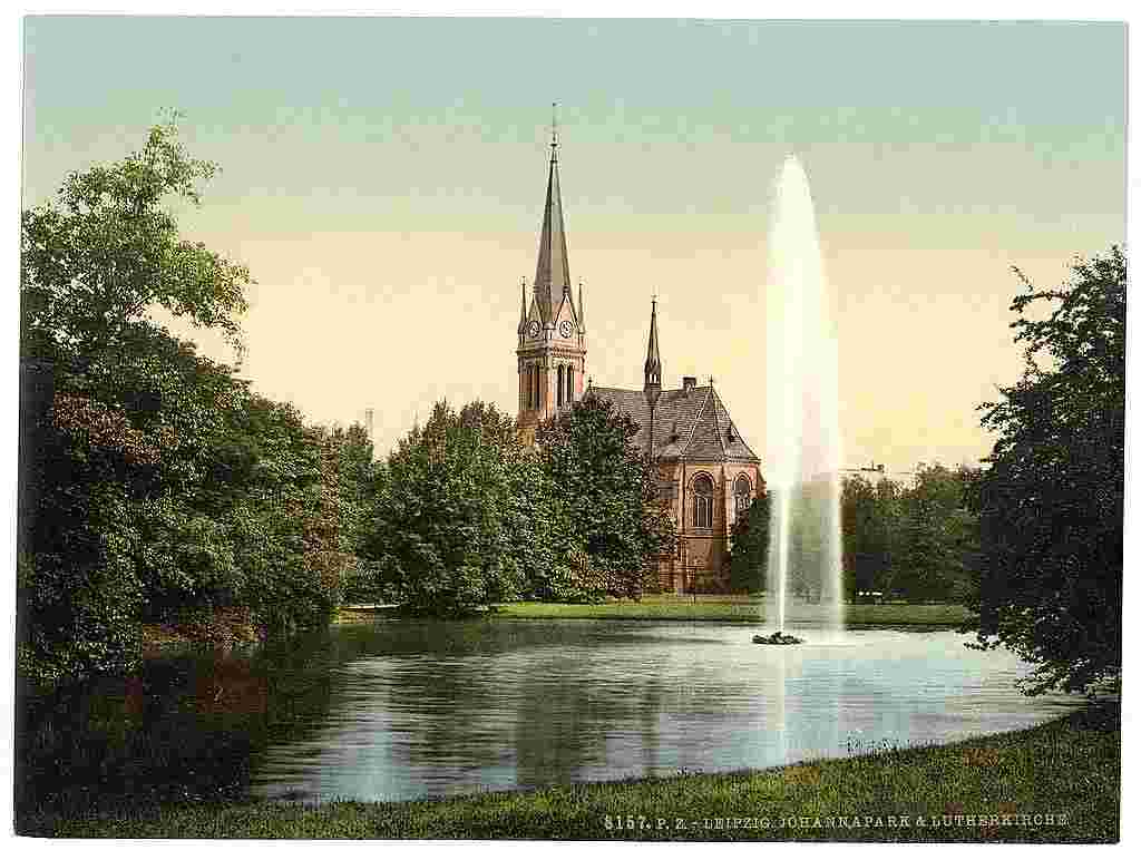 Leipzig. Johannapark und Lutherkirche, um 1890