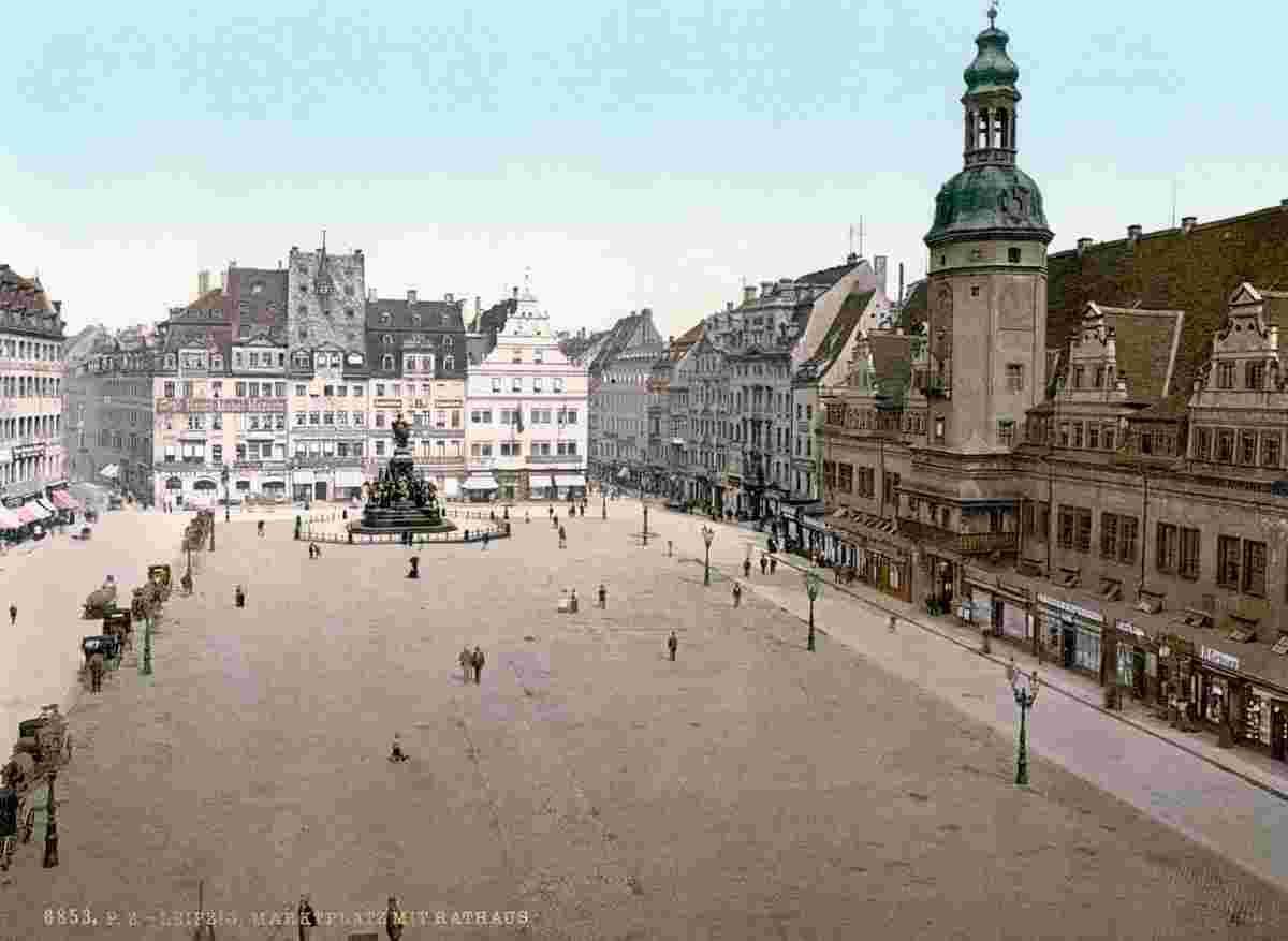 Leipzig. Marktplatz mit Rathaus, 1900