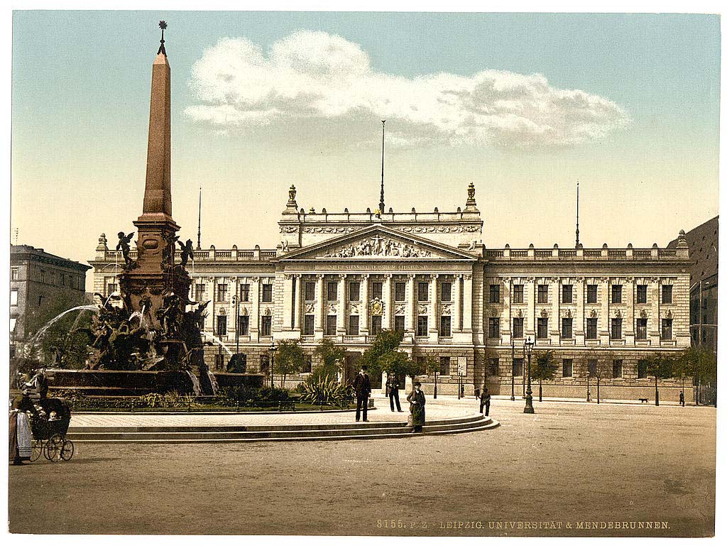 Leipzig. Universität und Mendebrunnen, um 1890