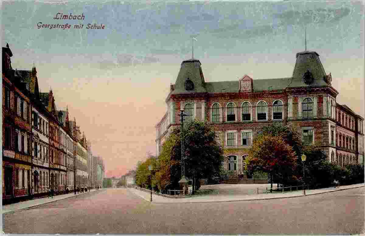 Limbach-Oberfrohna. Limbach - Georgstraße mit Pestalozzischule