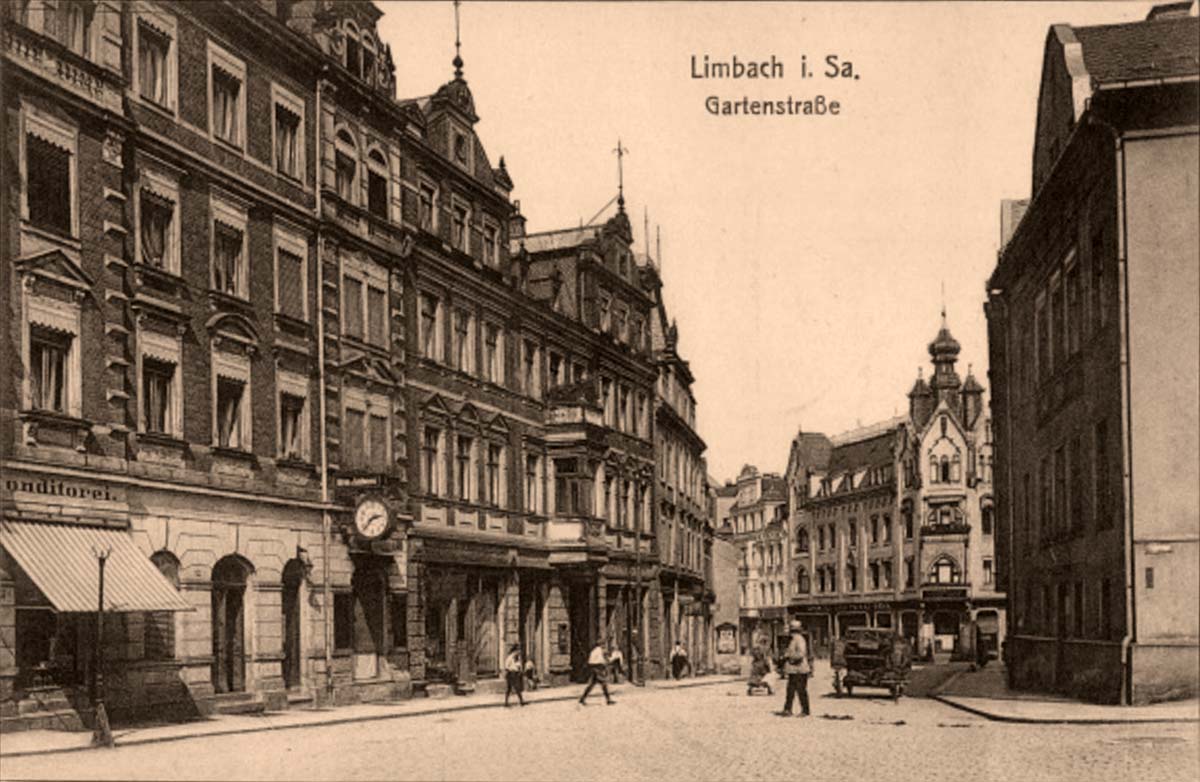 Limbach-Oberfrohna. Limbach - Konditorei, Commerzbank, Goldwaren am Gartenstraße