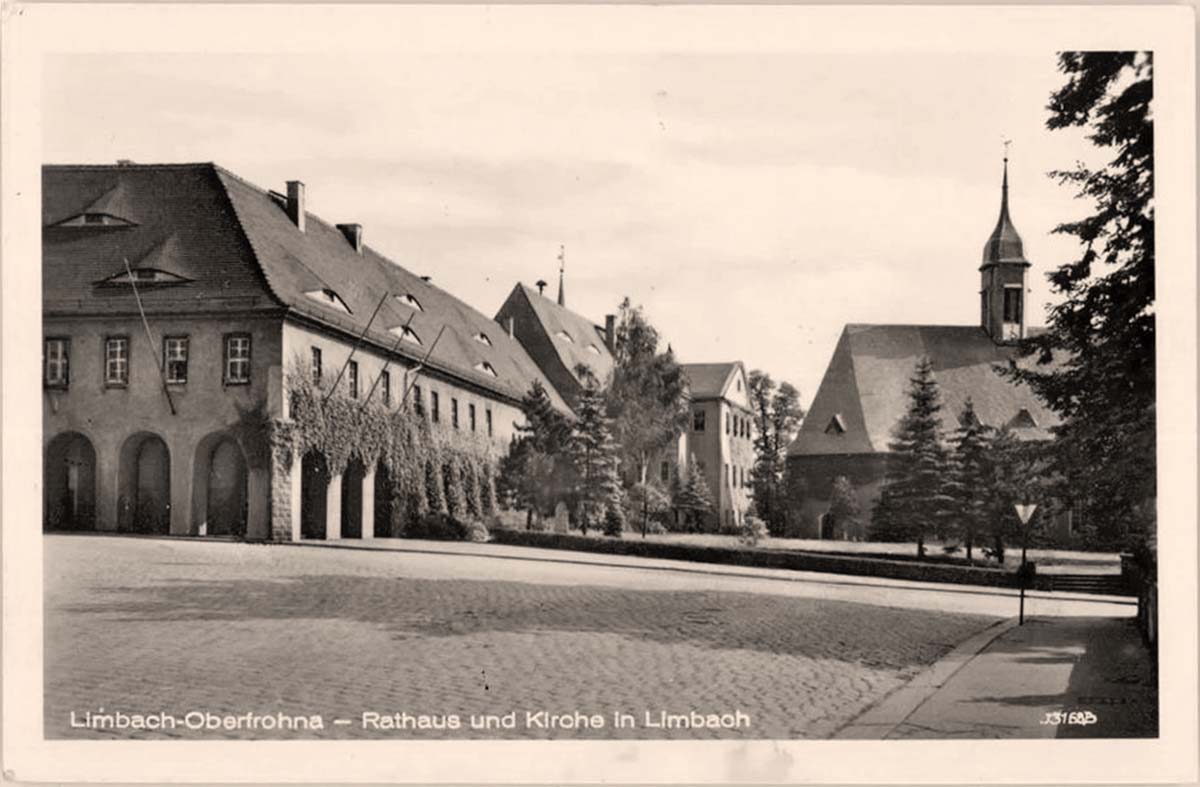 Limbach-Oberfrohna. Limbach - Rathaus und Kirche