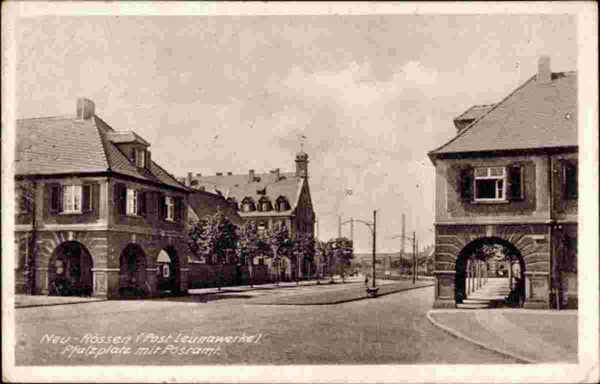 Leuna. Neu Rössen (Post Leunawerke) - Pfalzplatz mit Postamt, 1927