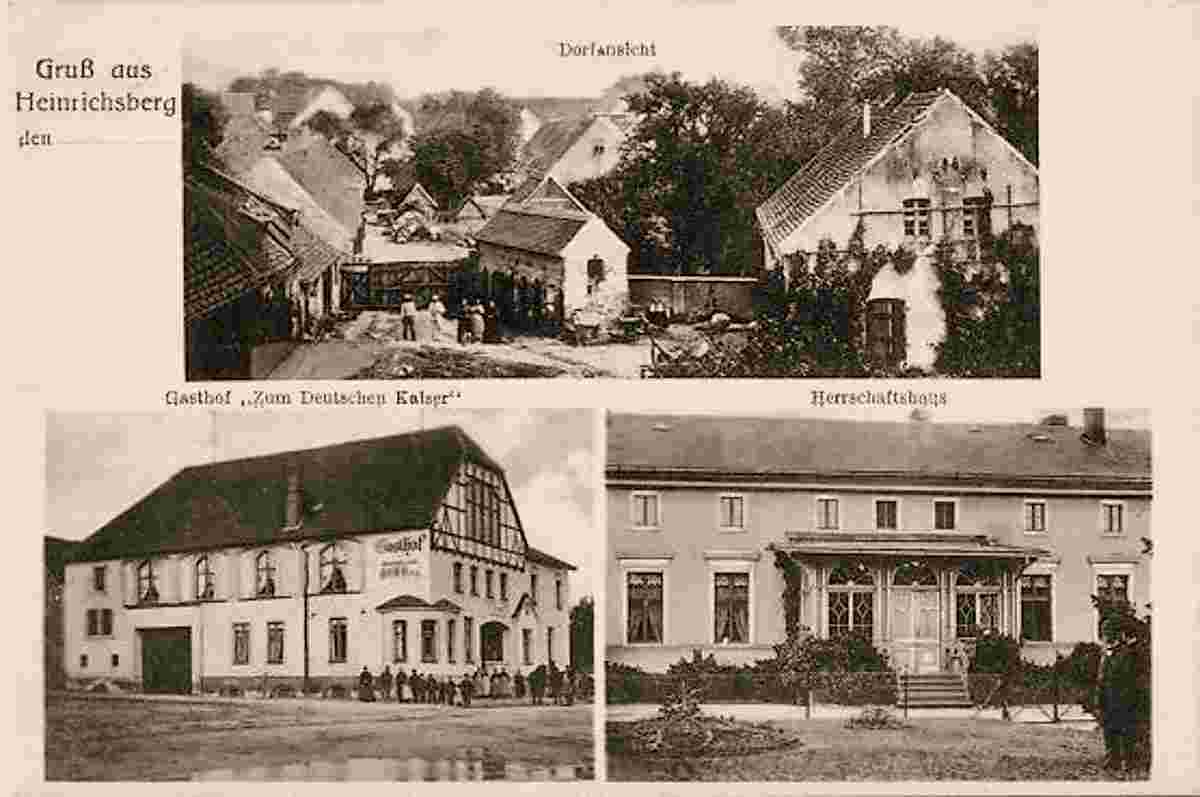 Loitsche-Heinrichsberg. Heinrichsberg - Gasthof Zum Deutschen Kaiser, Herrschaftshaus, Dorfansicht, 1908