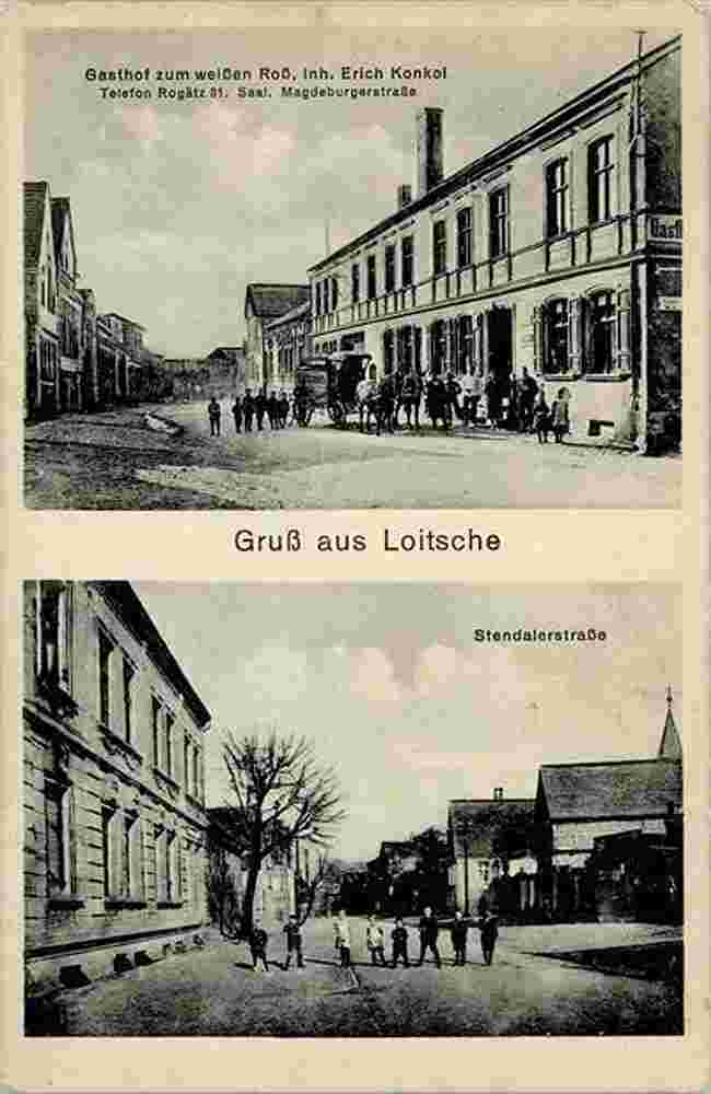 Loitsche-Heinrichsberg. Loitsche - Gasthaus zum weissen Roß, Inhaber Erich Konkol, Stendaler Straße