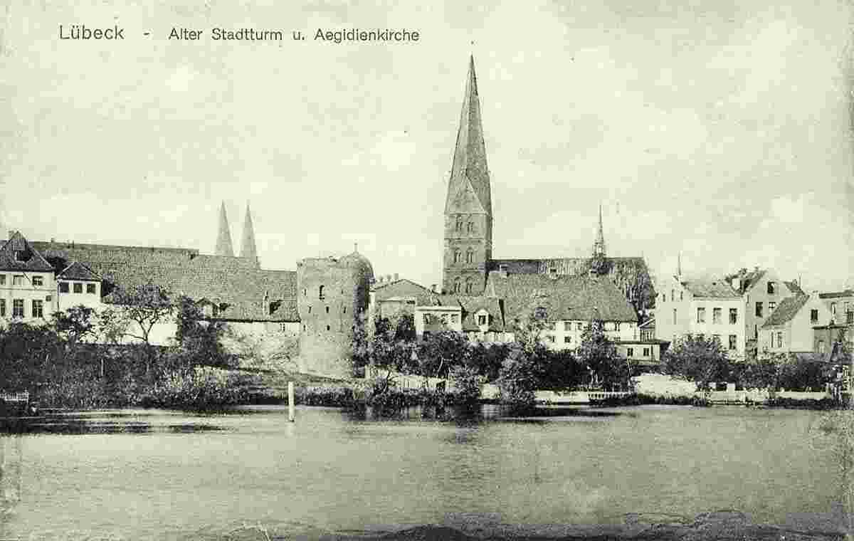 Lübeck. Alter Stadtturm und Aegidienkirche, 1917
