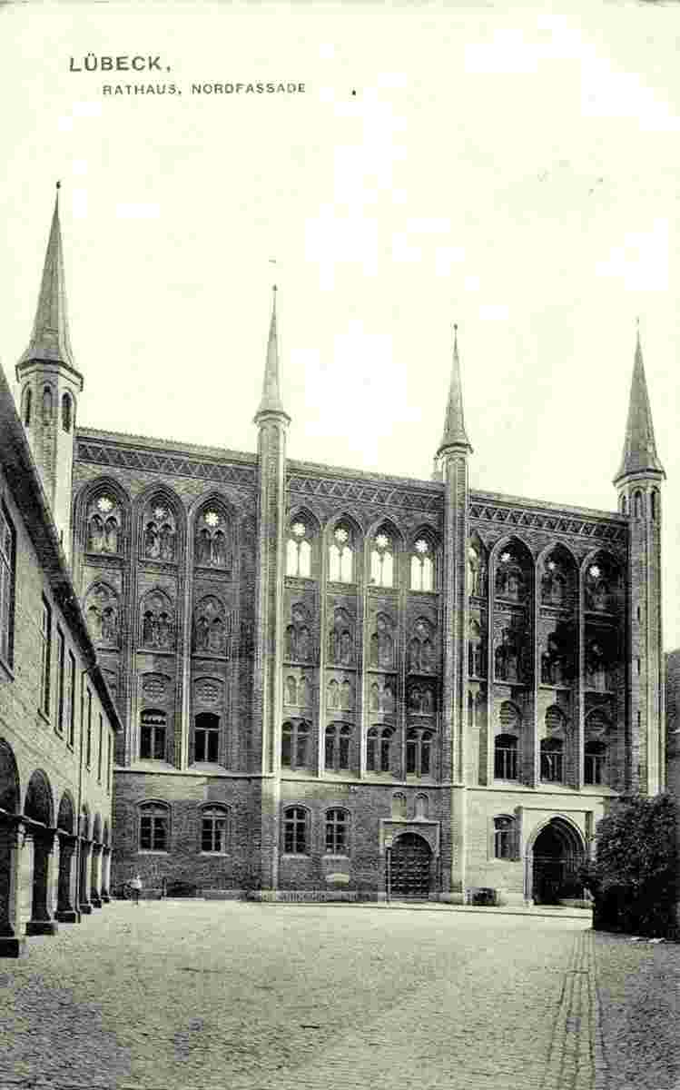 Lübeck. Rathaus, Nordfassade, 1928