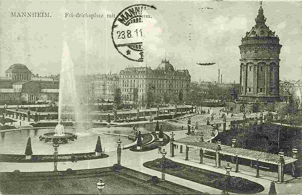 Mannheim. Friedrichsplatz mit Wasserturm, 1911