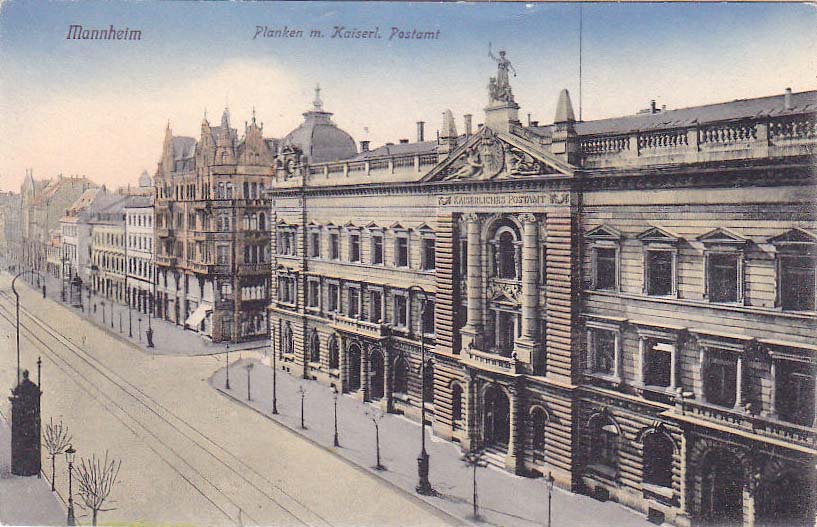 Mannheim. Planken mit Kaiserliches Postamt, 1910