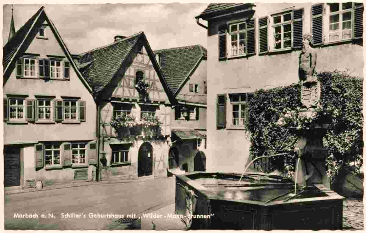 Marbach. Schiller Geburtshaus, 'Wilder Mann Brunnen', 1968