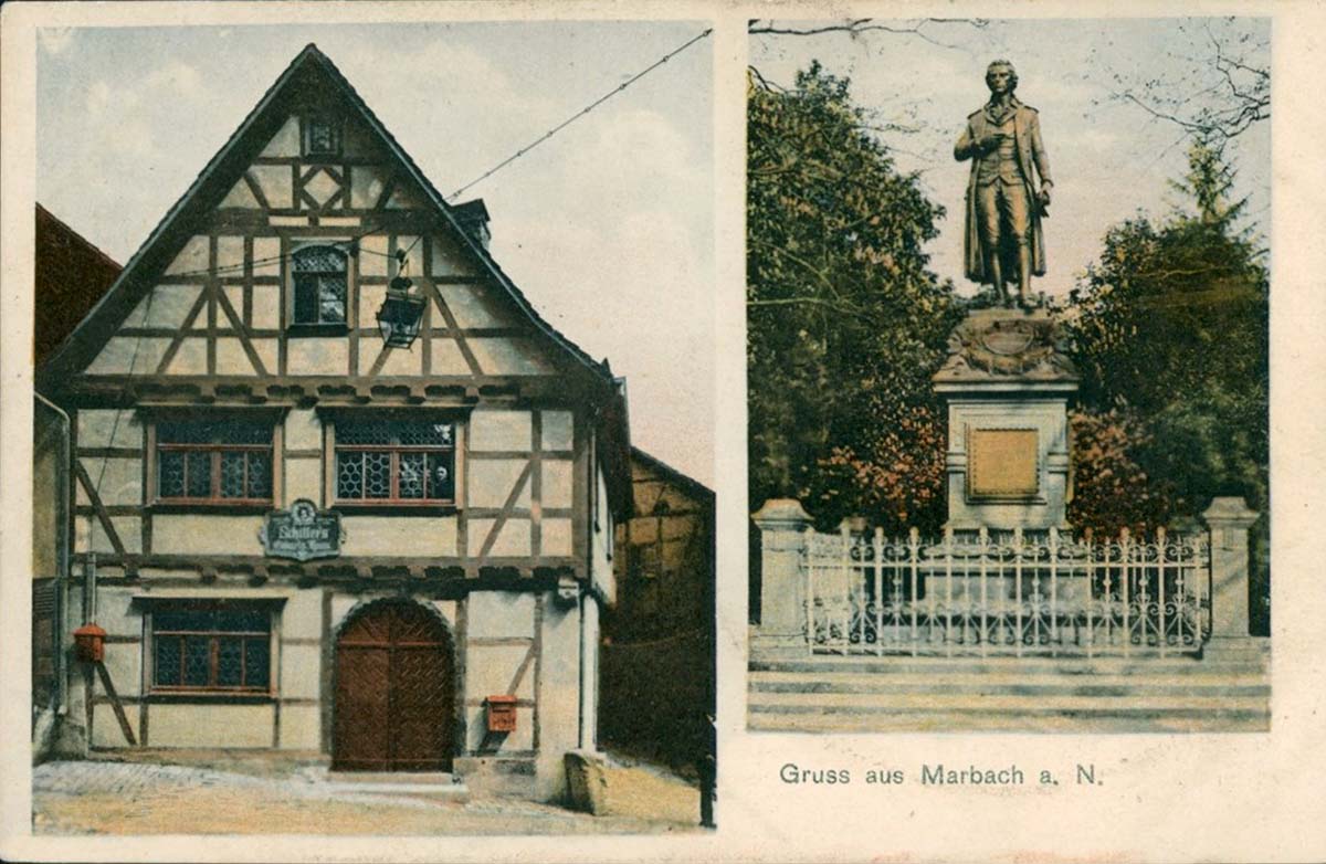 Marbach am Neckar. Schiller Geburtshaus, Denkmal, 1912