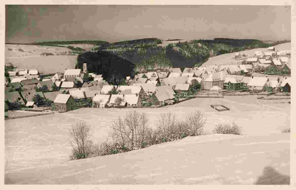 Panorama von Meßstetten im Winter, um 1930