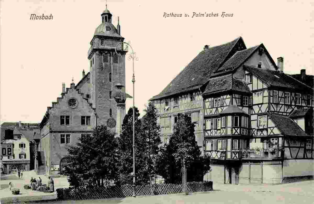 Mosbach. Rathaus und Palm'sches Haus