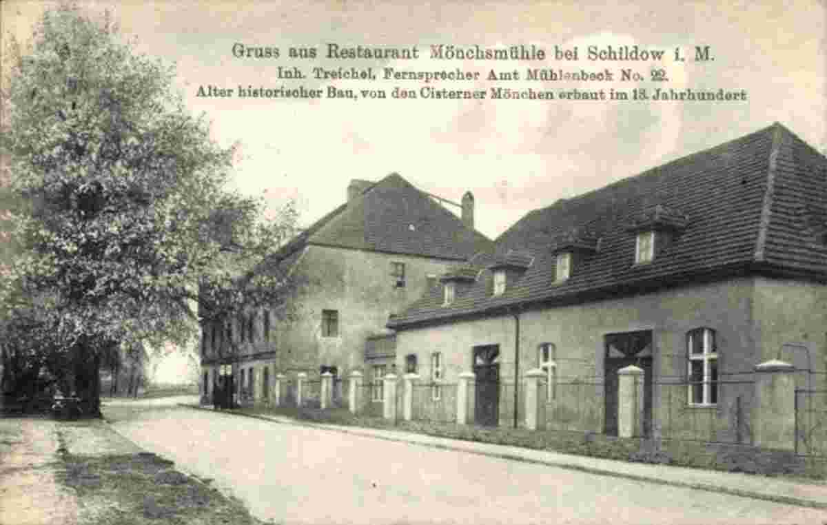 Mühlenbecker Land. Schildow - Restaurant Mönchsmühle, inhaber Treichel, 1917