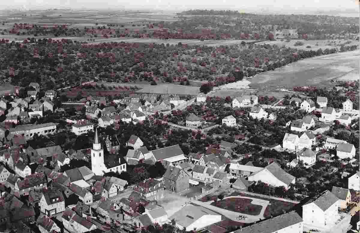 Maintal. Bischofsheim, Luftaufnahme, 1964