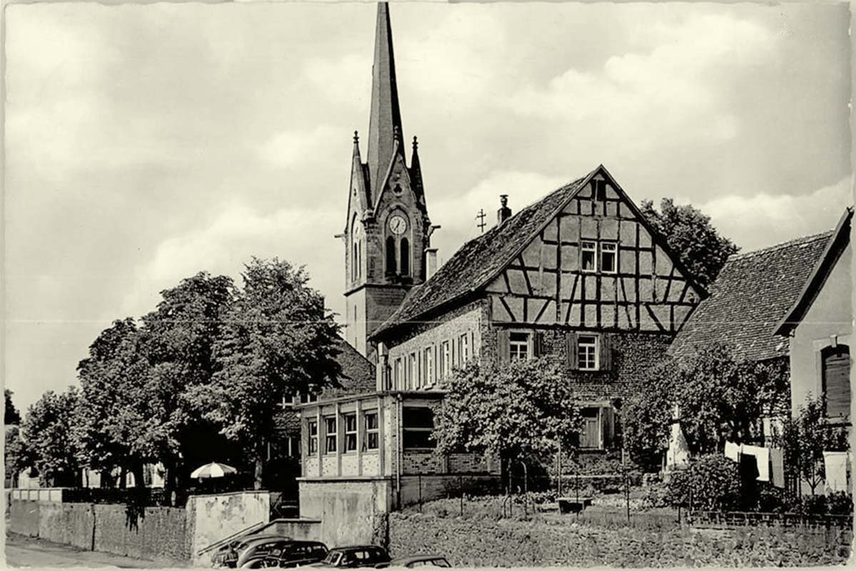 Maintal. Dörnigheim - Gasthaus Zum Schiffchen, Kirche, 1967